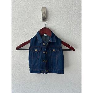 Vintage Hopscotch Little Toddler Denim Button Up Vest